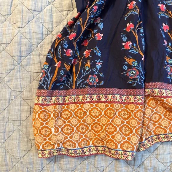 Soft Surroundings XL Navy Floral Sequin Boho Babydoll Dress Mixed Print Balloon - Picture 2 of 10